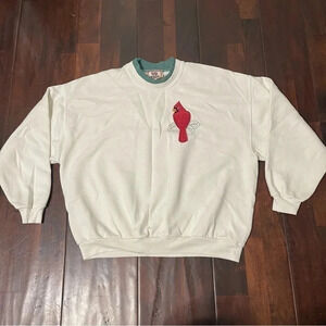 Top stitch by Morning Sun Vintage Granny‎ Crewneck Red Bird Size Petite Medium